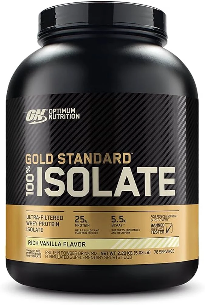 Optimum Nutrition - Gold Standard 100% Isolate - Rich Vanilla Flavor - 5.02 lbs (2.28 kg)